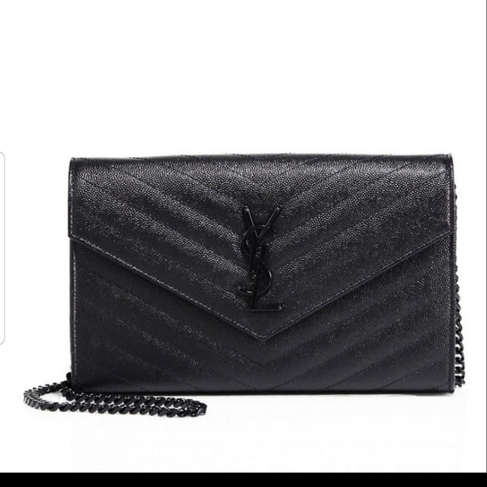 Saint Laurent leather Wallet-on-chain , black hard